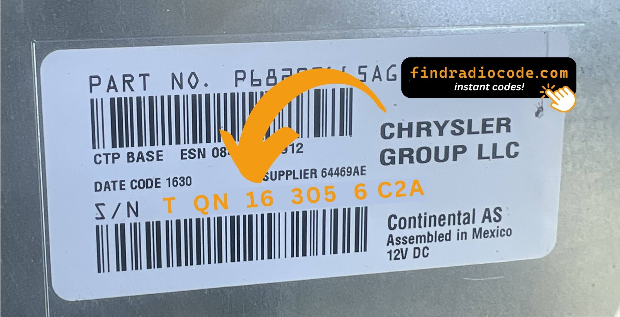 Chrysler Media Center 240 RHA
 unlock code anti theft online using serial number